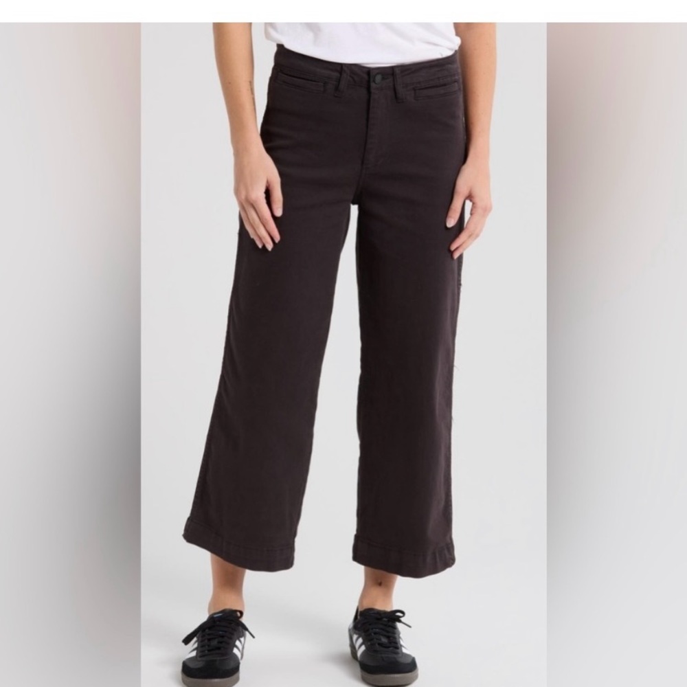 OAT New York High Waist Wide-Leg Black Cropped Pants, 29 waist